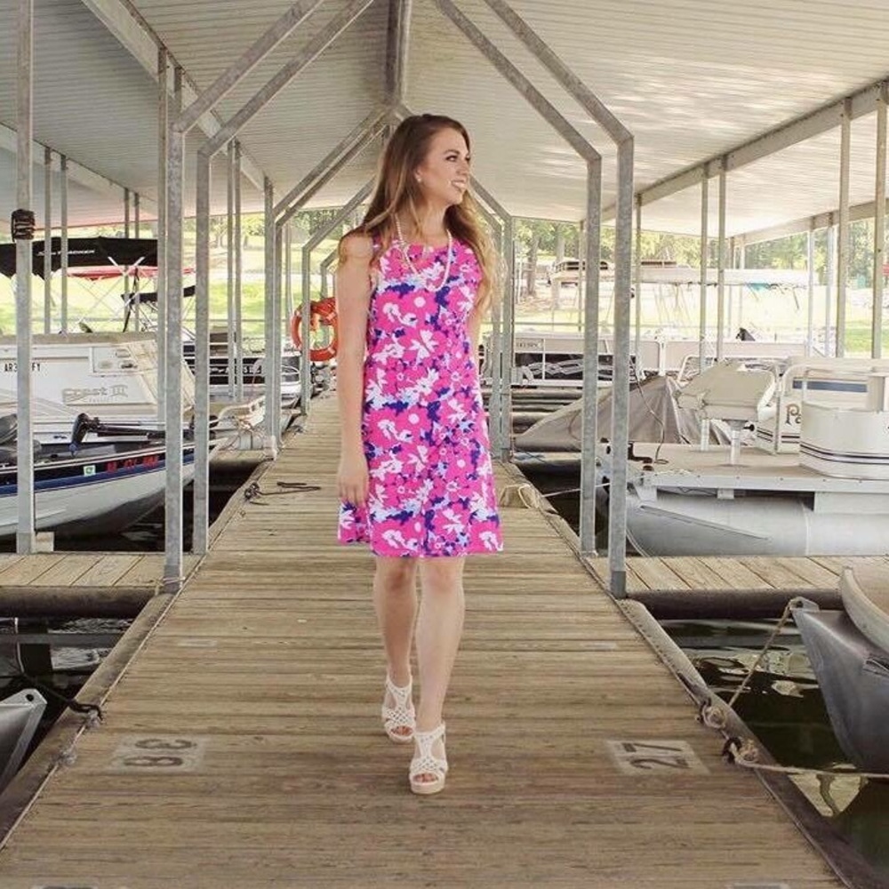 SOLD Pink & Blue Floral All For Color Dress